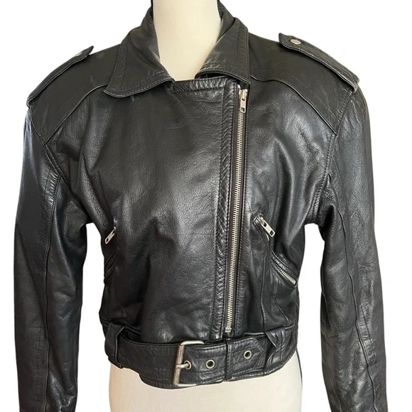 VTG. EXP Moto 100% Leather Crop Jacket. Sz.M - Picture 3 of 8